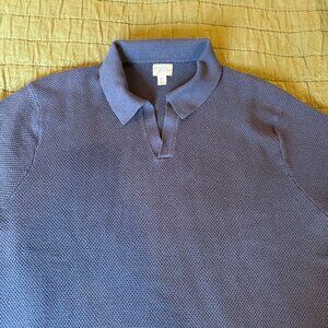 J Crew Short-sleeve cotton mesh-stitch johnny-collar sweater-polo